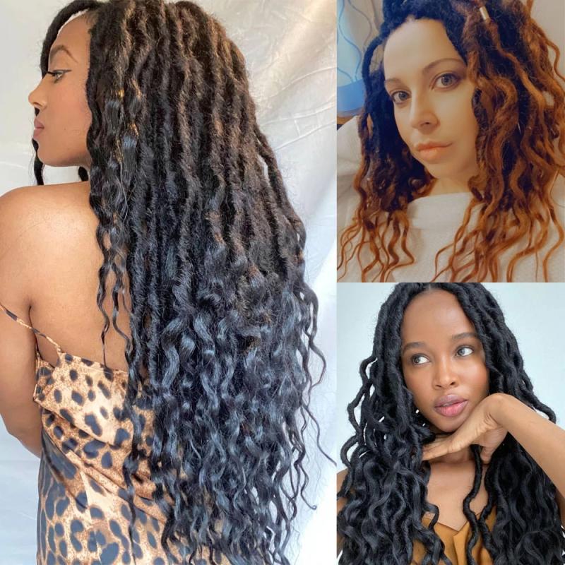 Extensions de cheveux et perruques | Faux Locs Crochet Cheveux Bouclés Nouveaux Goddess Locs Ondulés Tresses Pré-Looped Dreadlocks Extensions de Tresses Synthétiques Pour Femmes Extensions de cheveux et perruques Extensions de cheveux et perruques