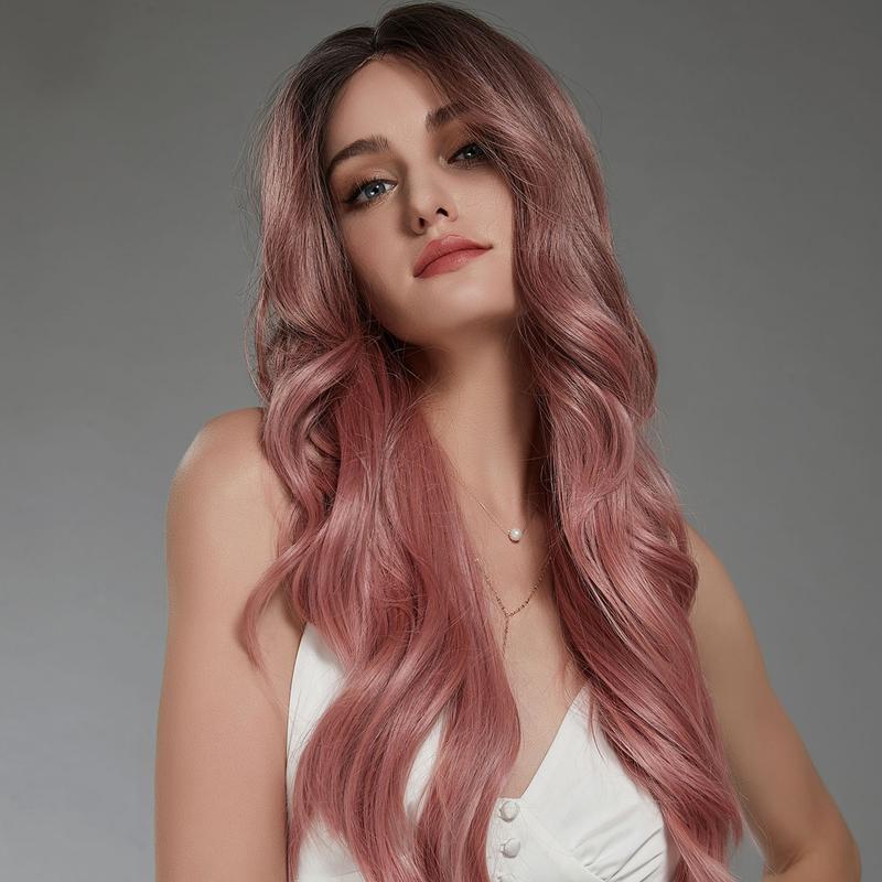 Extensions de cheveux et perruques | Perruque synthétique longue rose ondulée moyenne pour femmes adaptée au cosplay quotidien Extensions de cheveux et perruques Extensions de cheveux et perruques