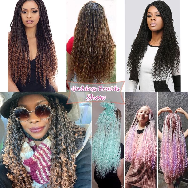 Extensions de cheveux et perruques | Soku Déesse Box Braids Crochet Cheveux Ombré Bohémien Box Braids Avec Extrémités Bouclées 20 Pouces 3X Extension de Tresses Crochet Extensions de cheveux et perruques Extensions de cheveux et perruques